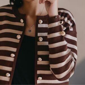 Othr Brown and Cream Striped Cardigan